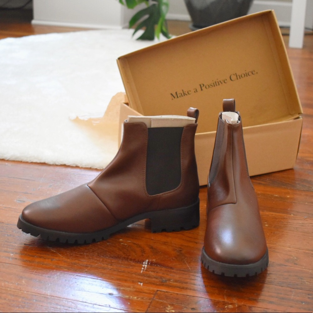 Vegan Leather Brown Chelsea Boots